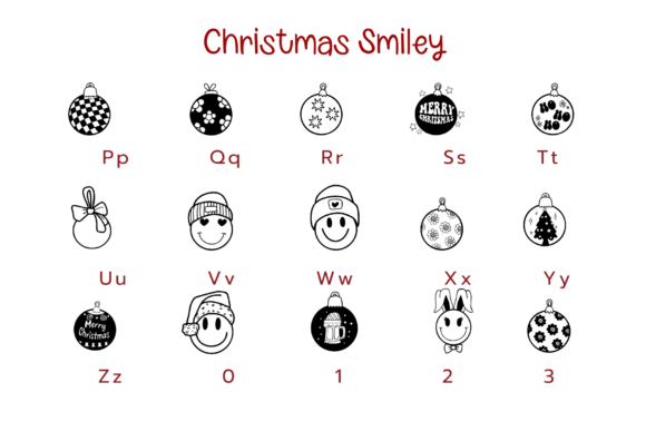 Christmas Smiley Font PNG with transparent background - Preview 2