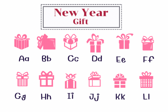 New Year Gift Font PNG with transparent background - Preview 1