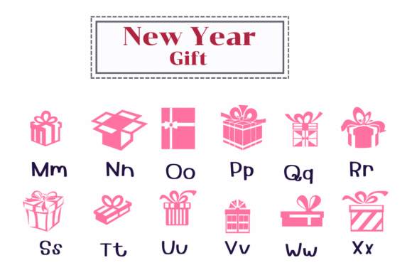 New Year Gift Font PNG with transparent background - Preview 2