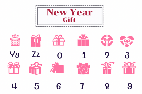 New Year Gift Font PNG with transparent background - Preview 3