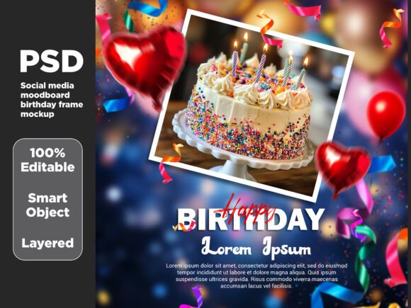 Social Media Moodboard Birthday Mockup Graphic Social Media Posts By mdmanikhossen101947