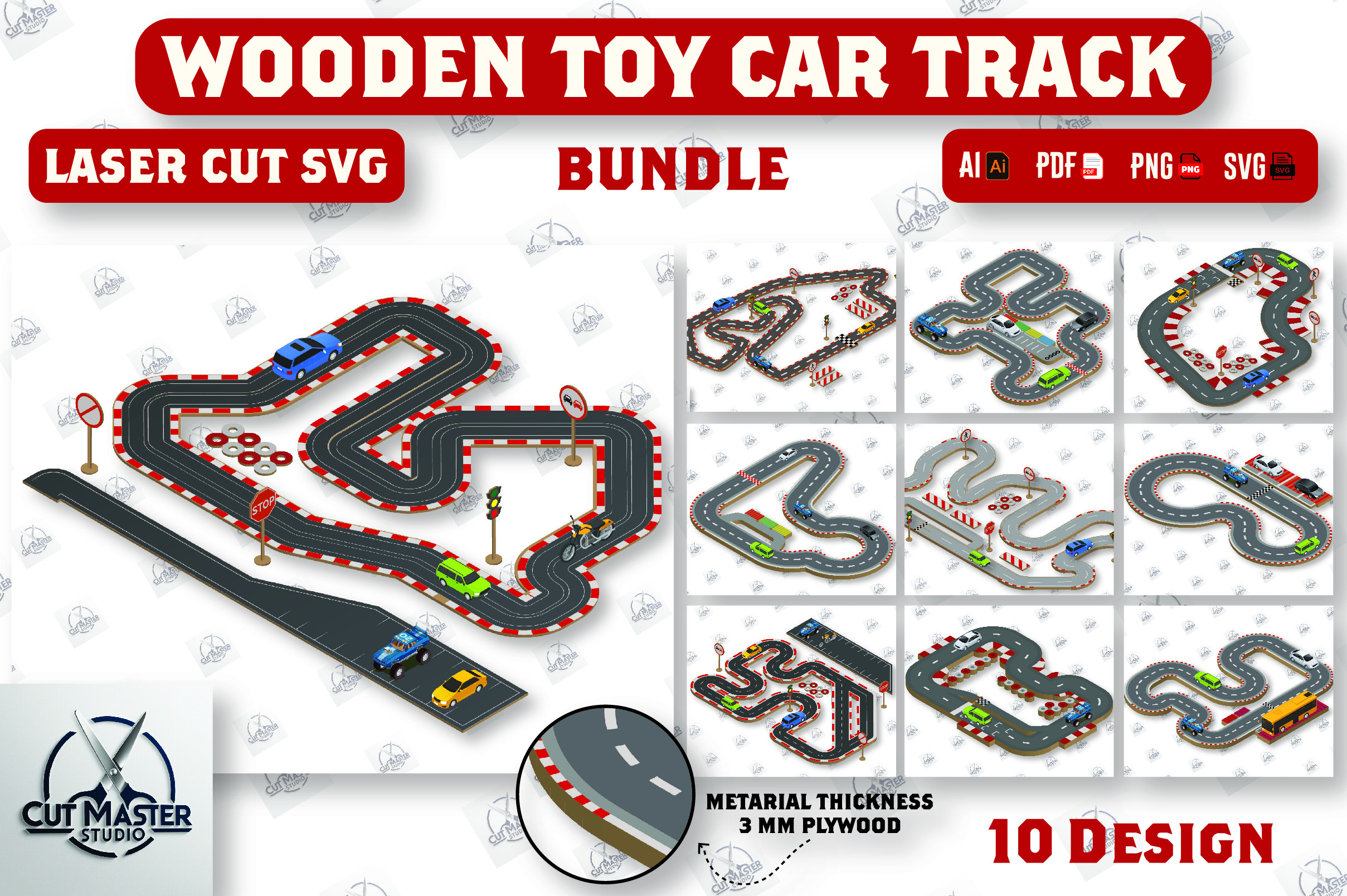 Wooden Toy Car Track Laser Cut Bundle