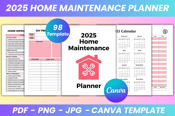 Home Maintenance Planner Canva Kdp Graphics