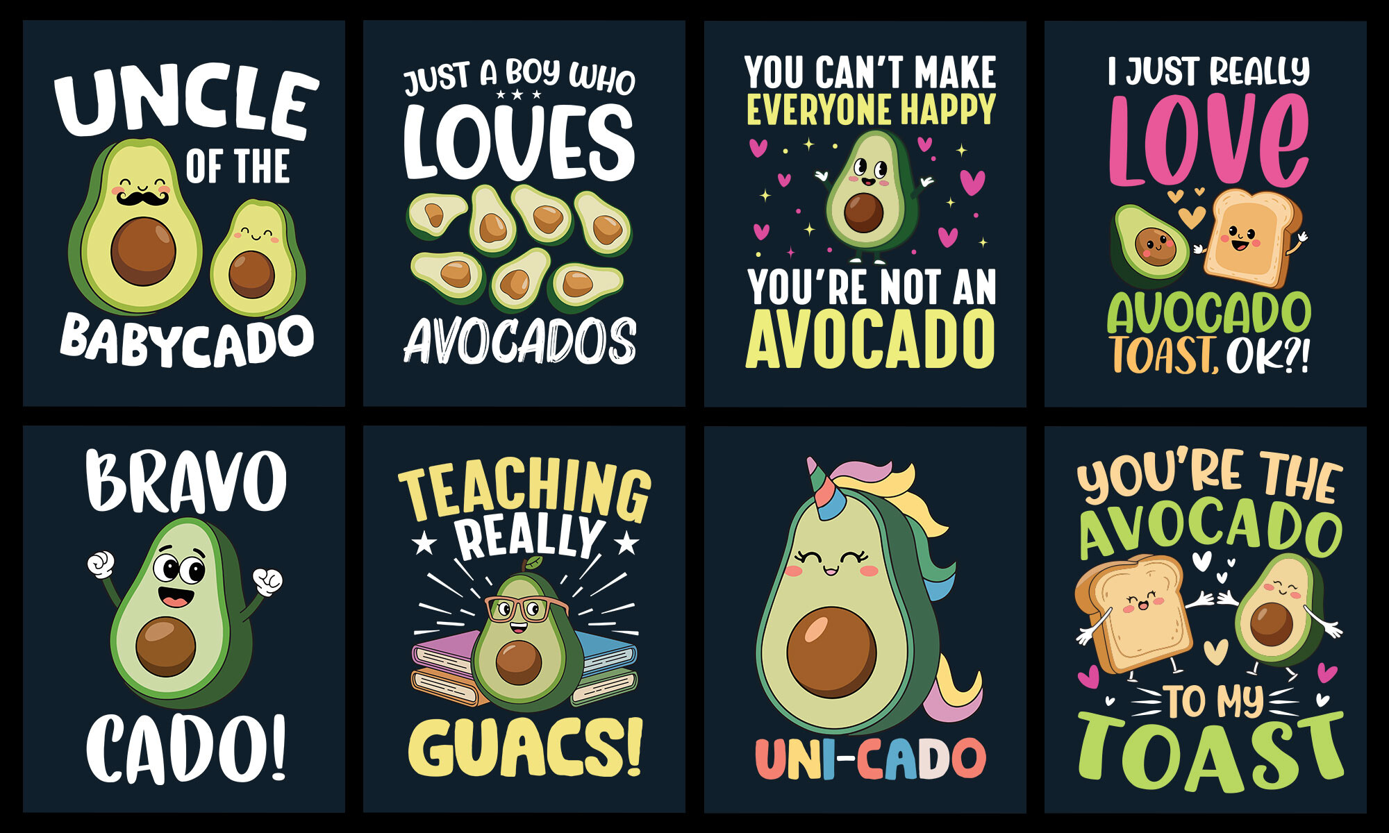Avocado T-Shirt Design Bundle Graphic by AmazonDesign · Creative Fabrica