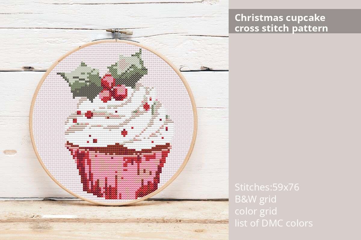 Christmas Cupcake Cross Stitch Pattern