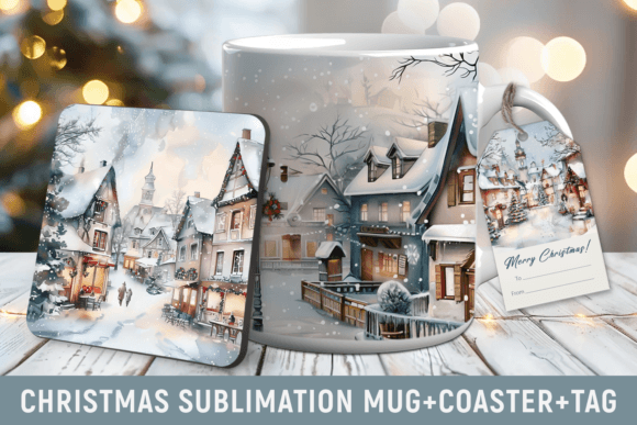 Christmas Sublimation Mug, Coaster, Tag