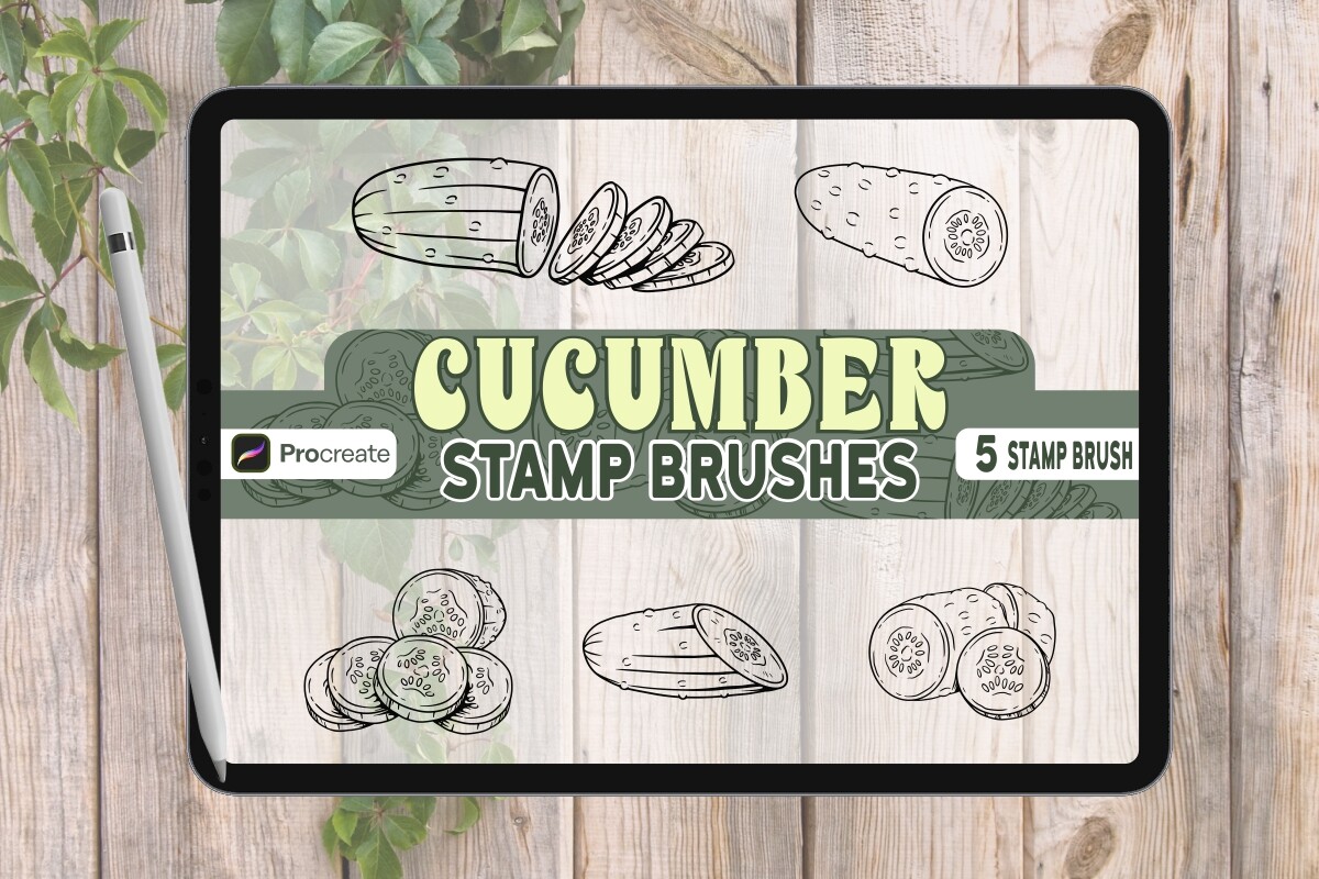 Cucumber Brush Stamp Set for Procreate Graphic by vect studio ...