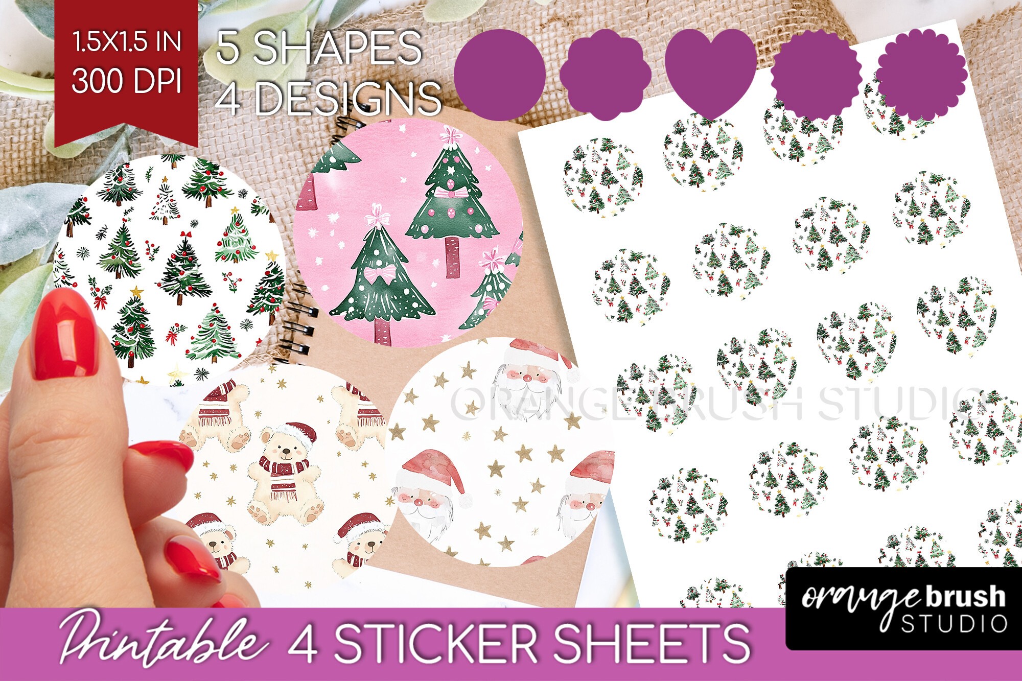 Dreamy Christmas Printable Sticker Sheet Graphic by Orange Brush Studio ...