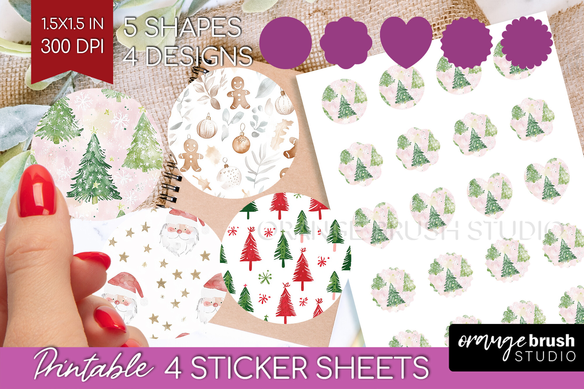Dreamy Christmas Printable Sticker Sheet Graphic by Orange Brush Studio ...