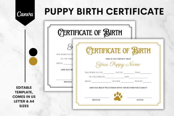 Editable Puppy Dog Birth Certificate 4