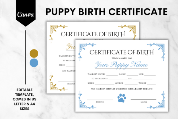Editable Puppy Dog Birth Certificate 5