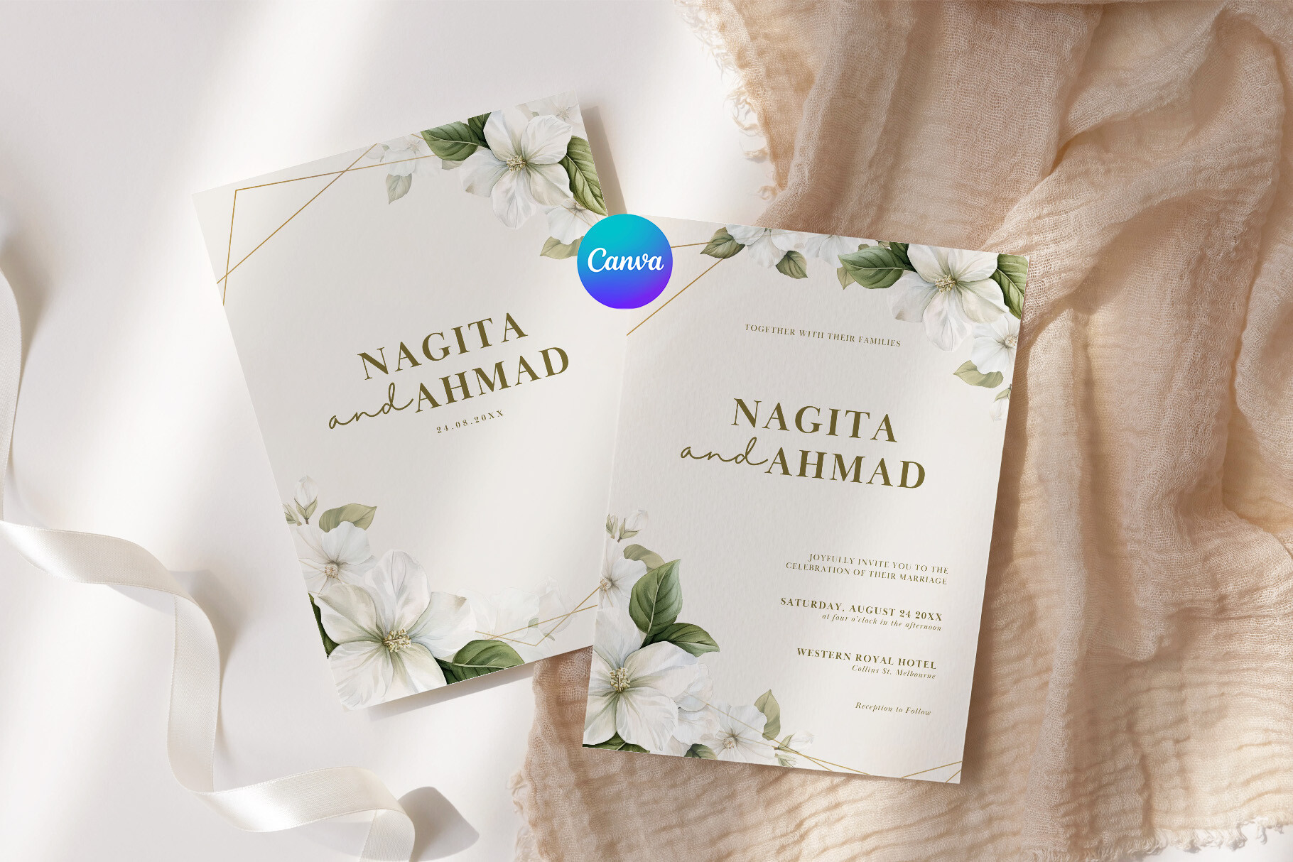 Floral Wedding Invitation Card Canva