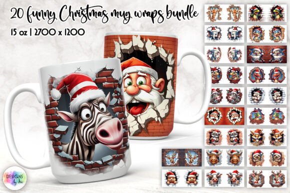 Funny Christmas Mug Wrap Bundle Graphics
