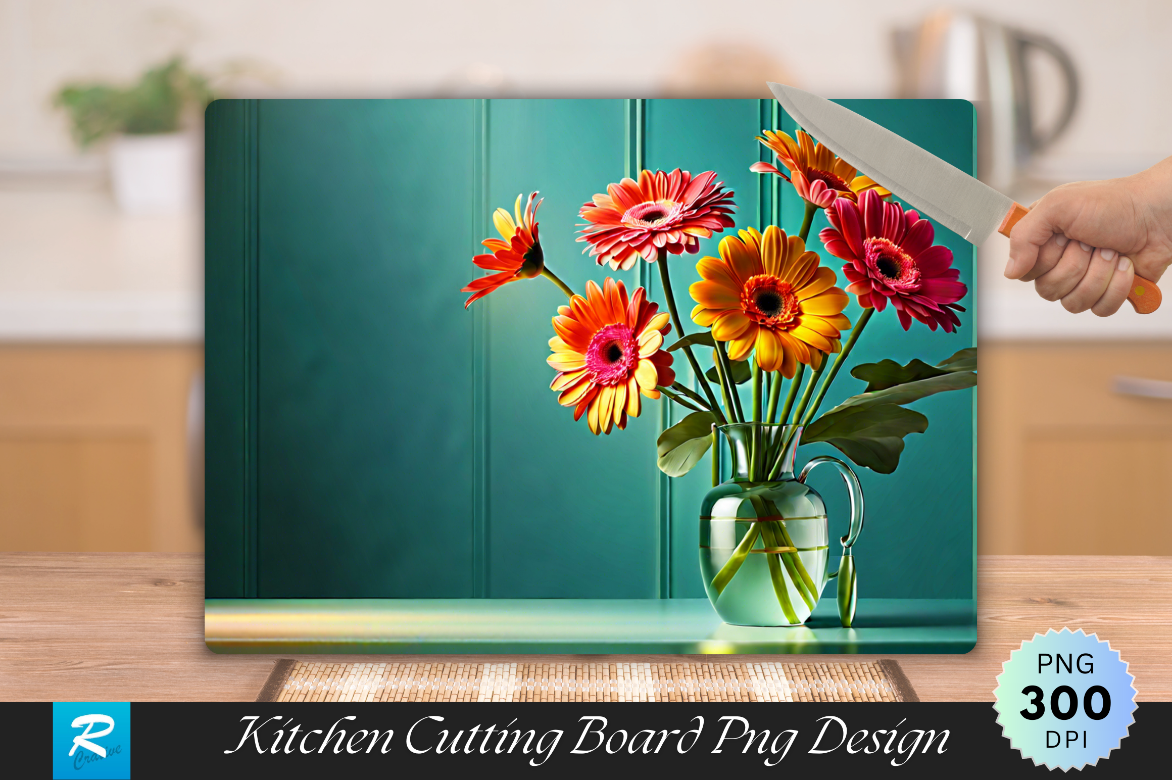 Gerberas Flowers Cutting Board Design