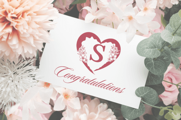 Heart and Flowers Monogram Font - Preview 1