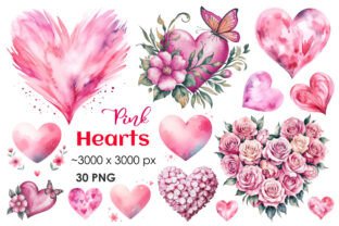 Pink Hearts Set Valentines PNG Clipart Graphic by TanyaPrintDesign ...