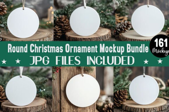 Round Christmas Ornament Mockup Bundle