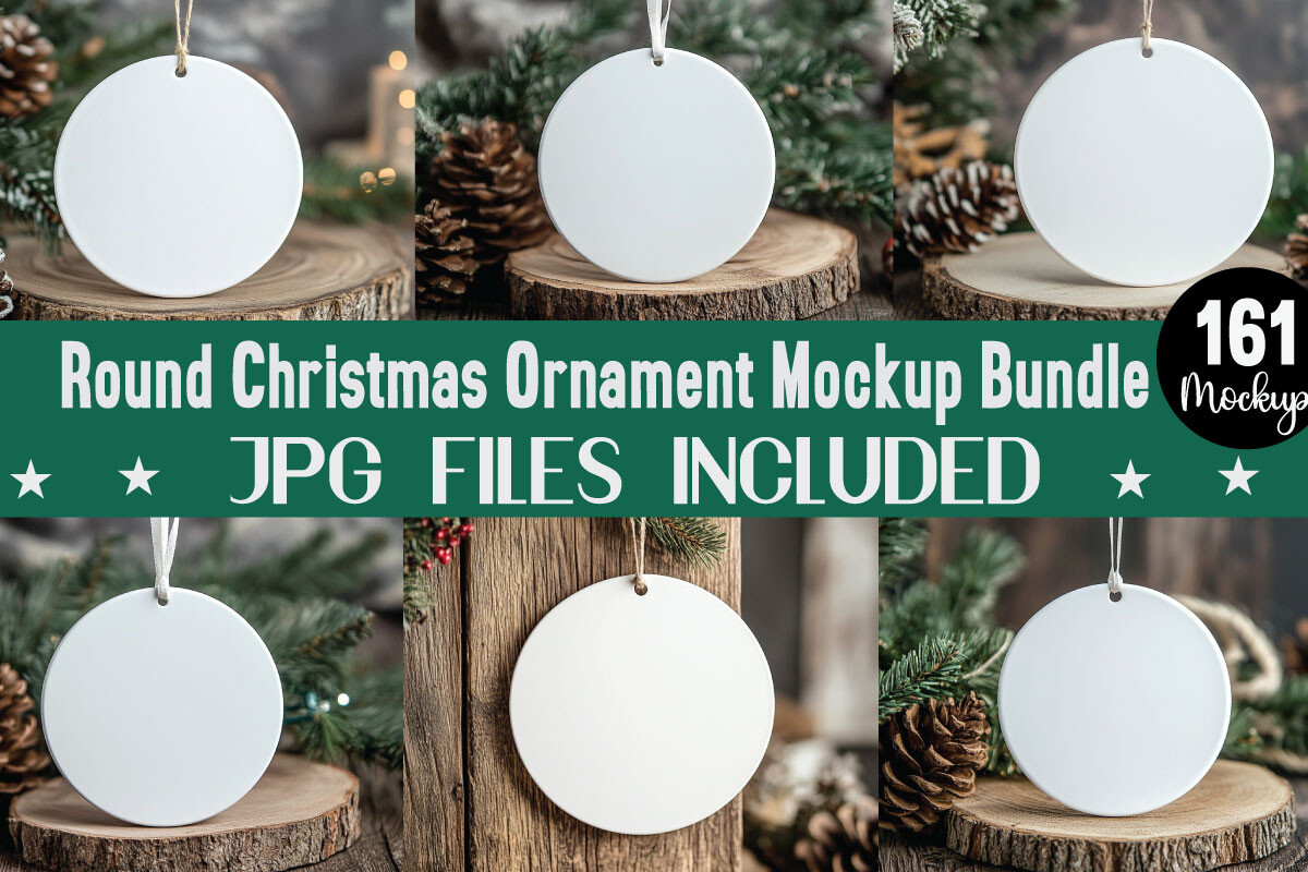 Round Christmas Ornament Mockup Bundle