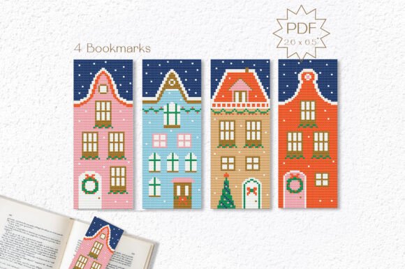 4 Christmas Bookmarks Cross Stitch PDF