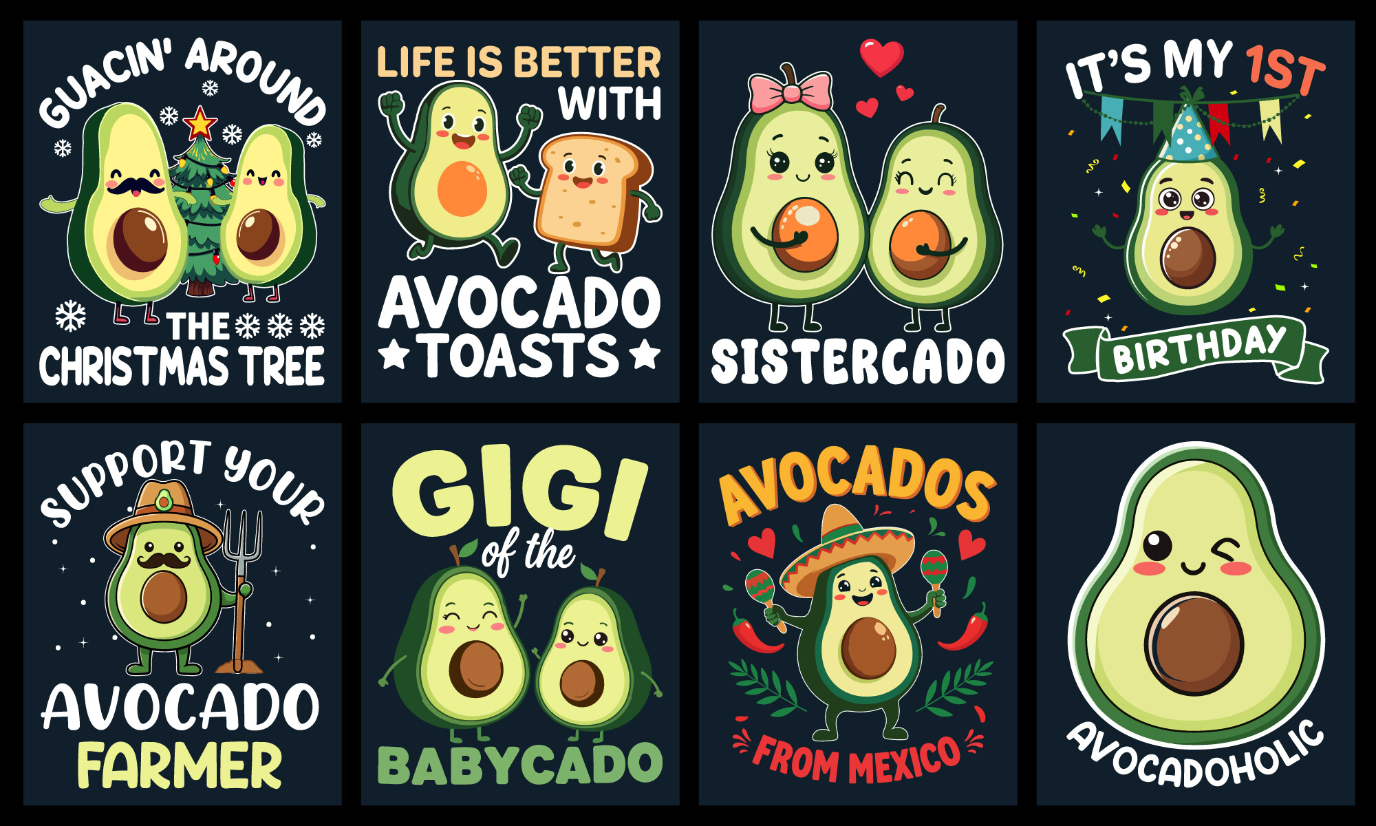 Avocado T-Shirt Design Bundle Graphic by N Creation · Creative Fabrica