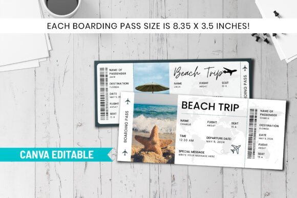 Beach Vacation Trip Ticket Template