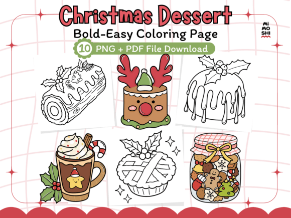 Christmas Dessert BoldEasy Coloring Page