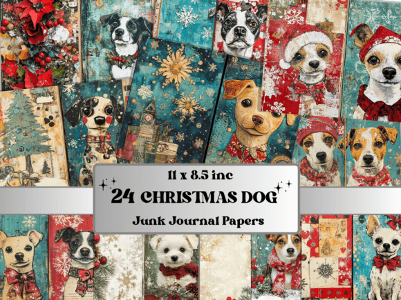 Christmas Dog Junk Journal Paper