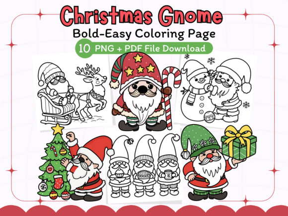 Christmas Gnome Coloring Pages Bold Easy