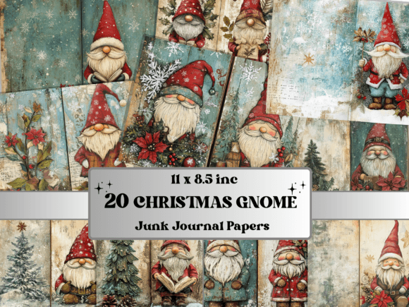 Christmas Gnome Junk Journal Paper