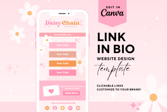 Cute Link In Bio Canva Website Template