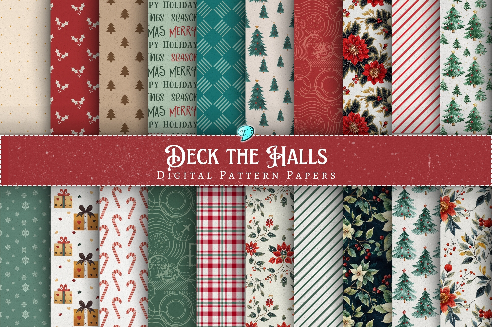 Deck the Halls Christmas Pattern Papers