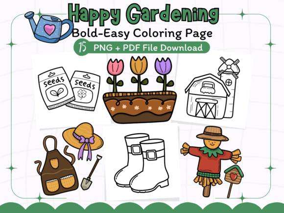 Happy Gardening Coloring Pages Bold Easy
