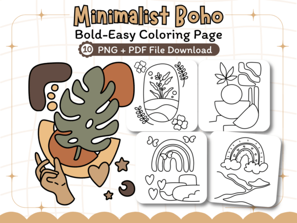 Minimalist Boho Coloring Pages Bold&Easy