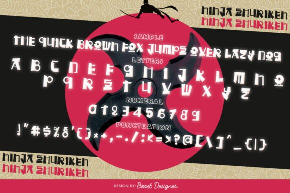 Ninja Shuriken Font PNG with transparent background - Preview 1