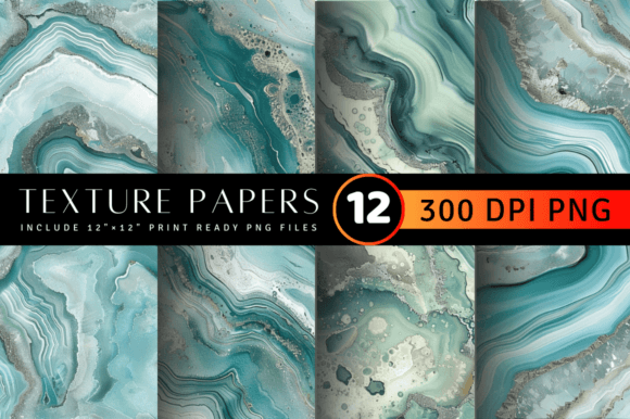 Seafoam and Silver Agate Texture Digital