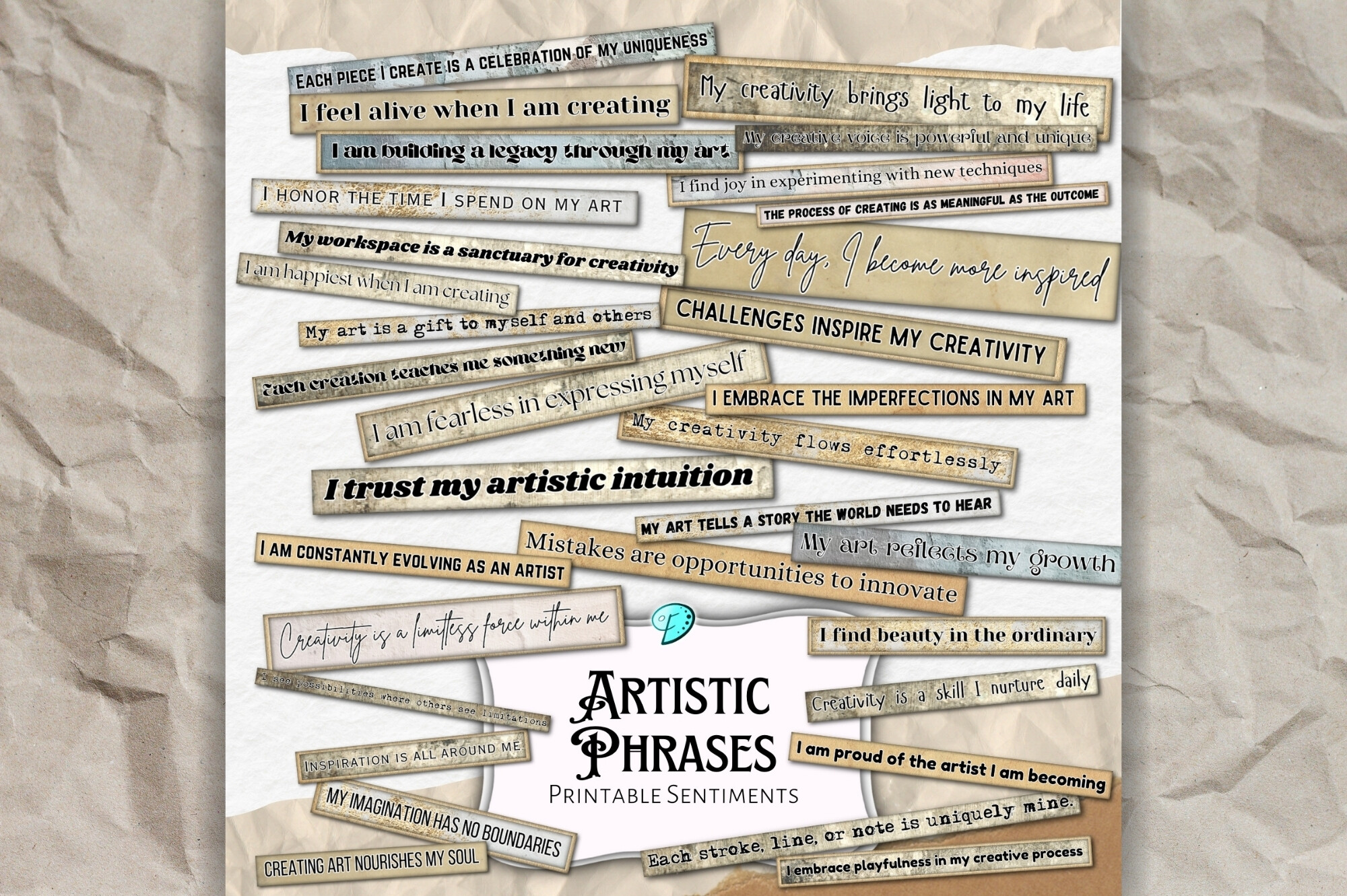 Artistic Phrases Printable Sentiments