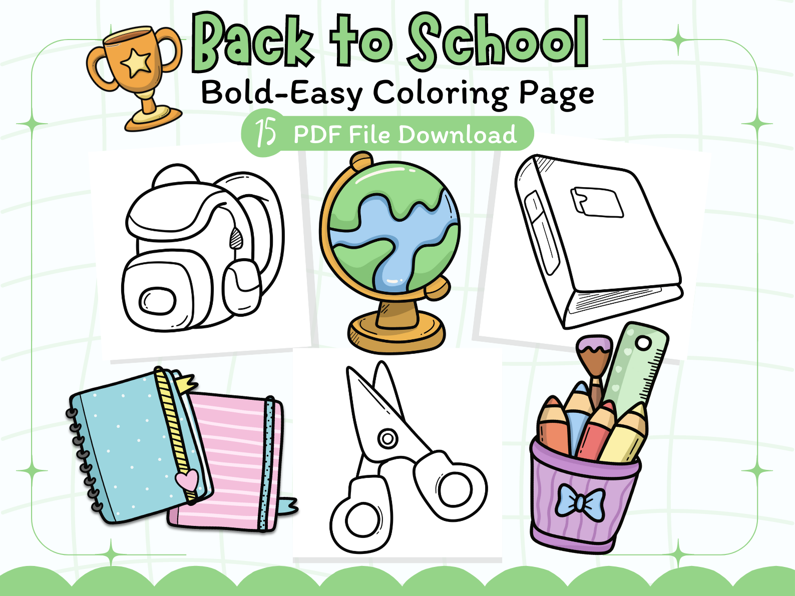 Back to School Coloring Pages Bold&Easy