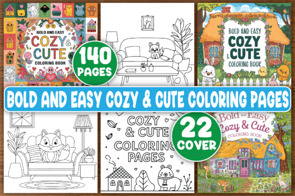 Bold and Easy Cozy & Cute Coloring Book