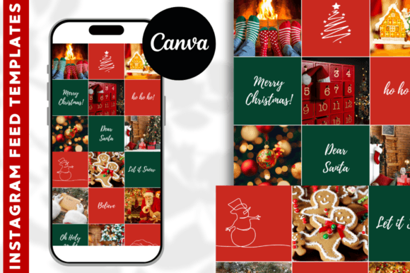 Christmas Instagram Feed Templates Canva Graphics