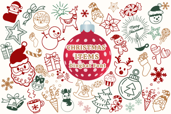Christmas Items Dingbats Font By Pui Art