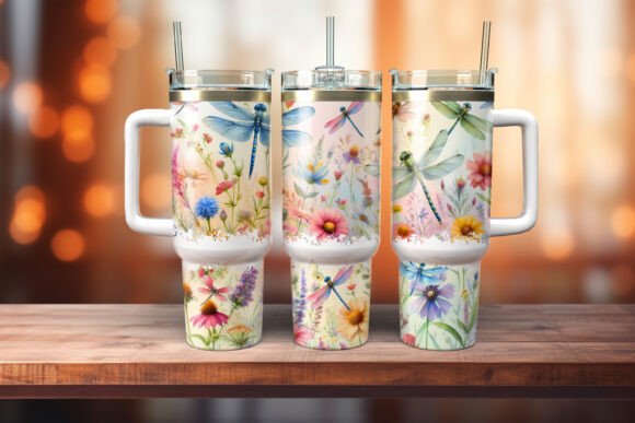 Dragonfly Floral WildFlower 40oz Tumbler