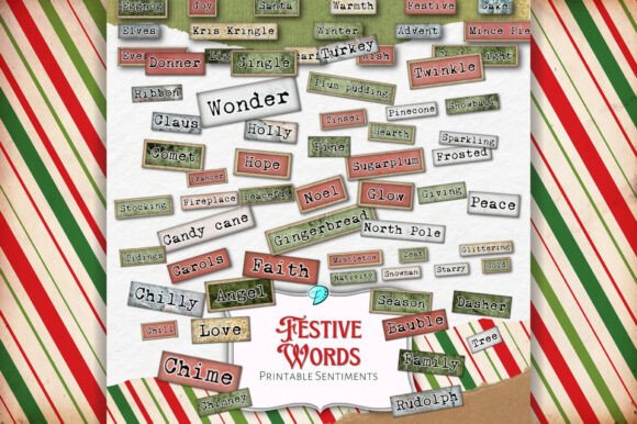 Festive Words Printable Sentiments