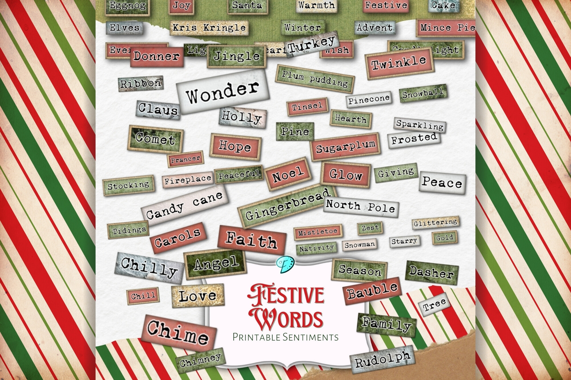 Festive Words Printable Sentiments