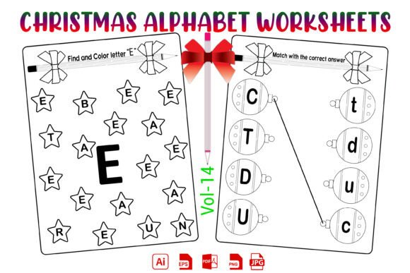 Kids ABC Worksheet for Christmas Day