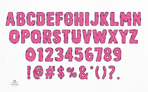 Leopard Pink Army Font PNG with transparent background - Preview 2