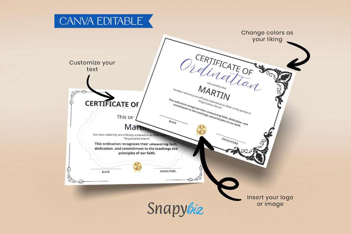 Ordained Elder Certificate Template