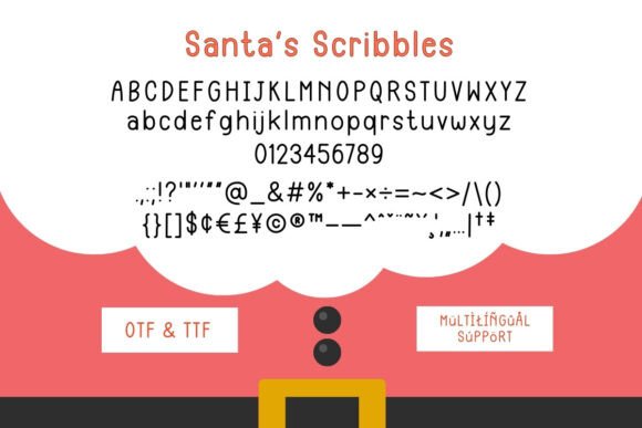 Santa's Scribbles Font PNG with transparent background - Preview 1