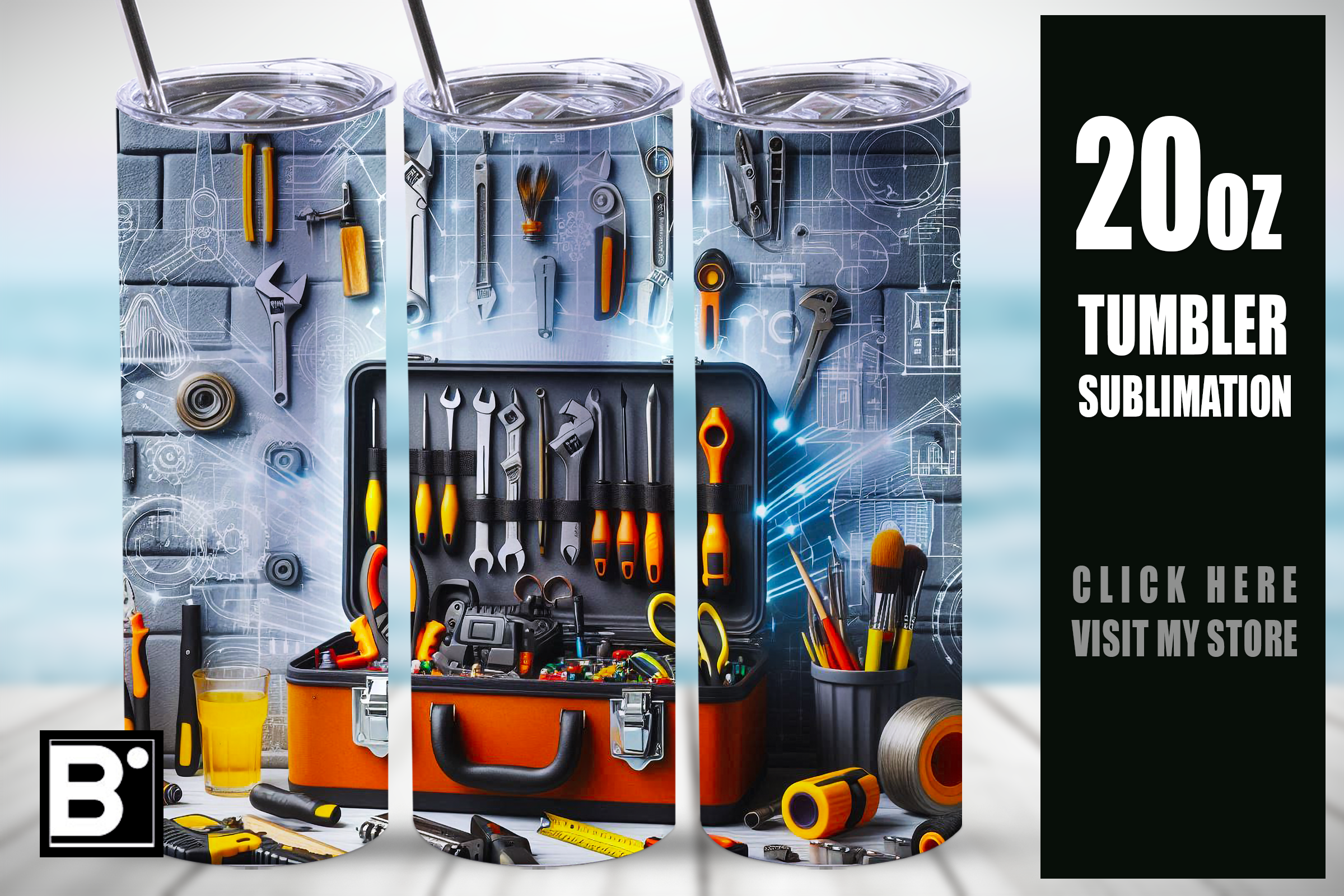 Tool Box Mechanic 20 Oz Tumbler Wrap Graphic by Bliss Wraps · Creative ...