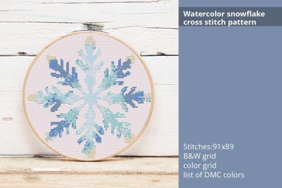 Watercolor Snowflake Cross Stitch