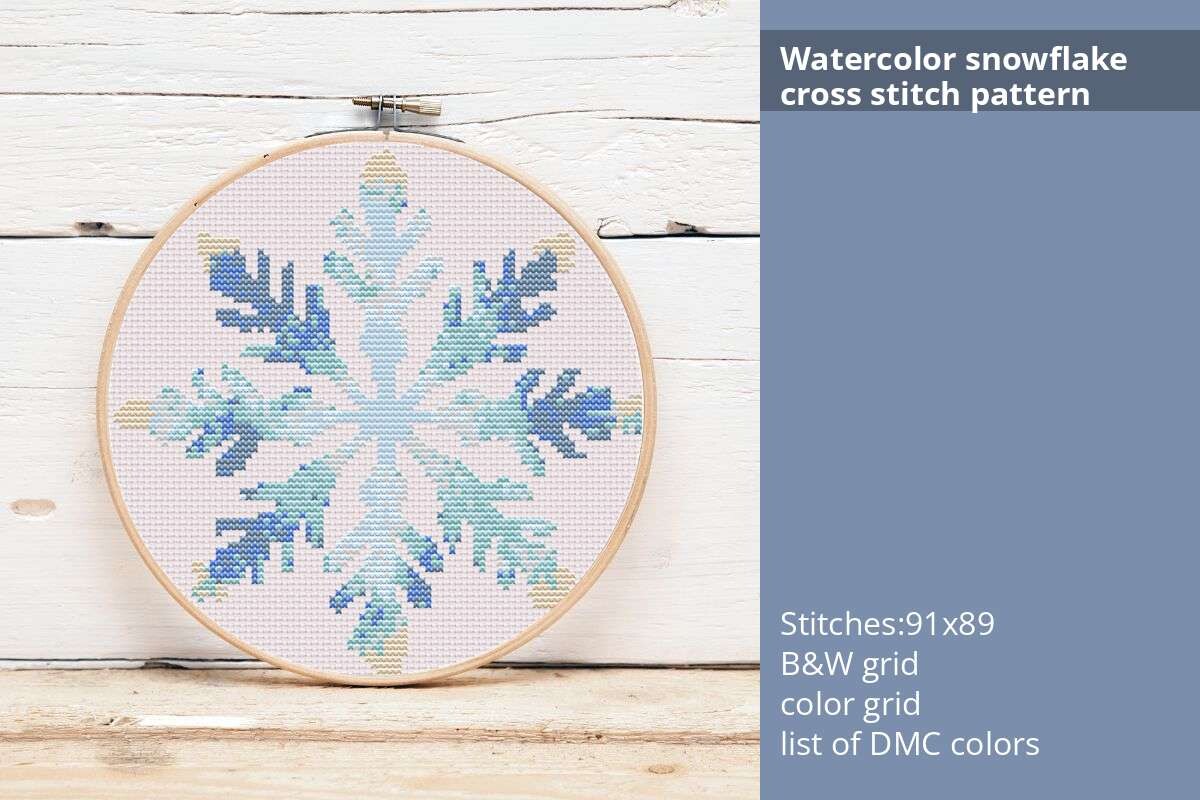 Watercolor Snowflake Cross Stitch